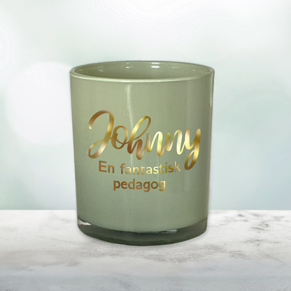 Scented candle green - Optional text